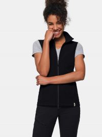 Fleece Weste Damen Schwarz – ärmellose Microfleece Weste, pflegeleicht & bestickbar